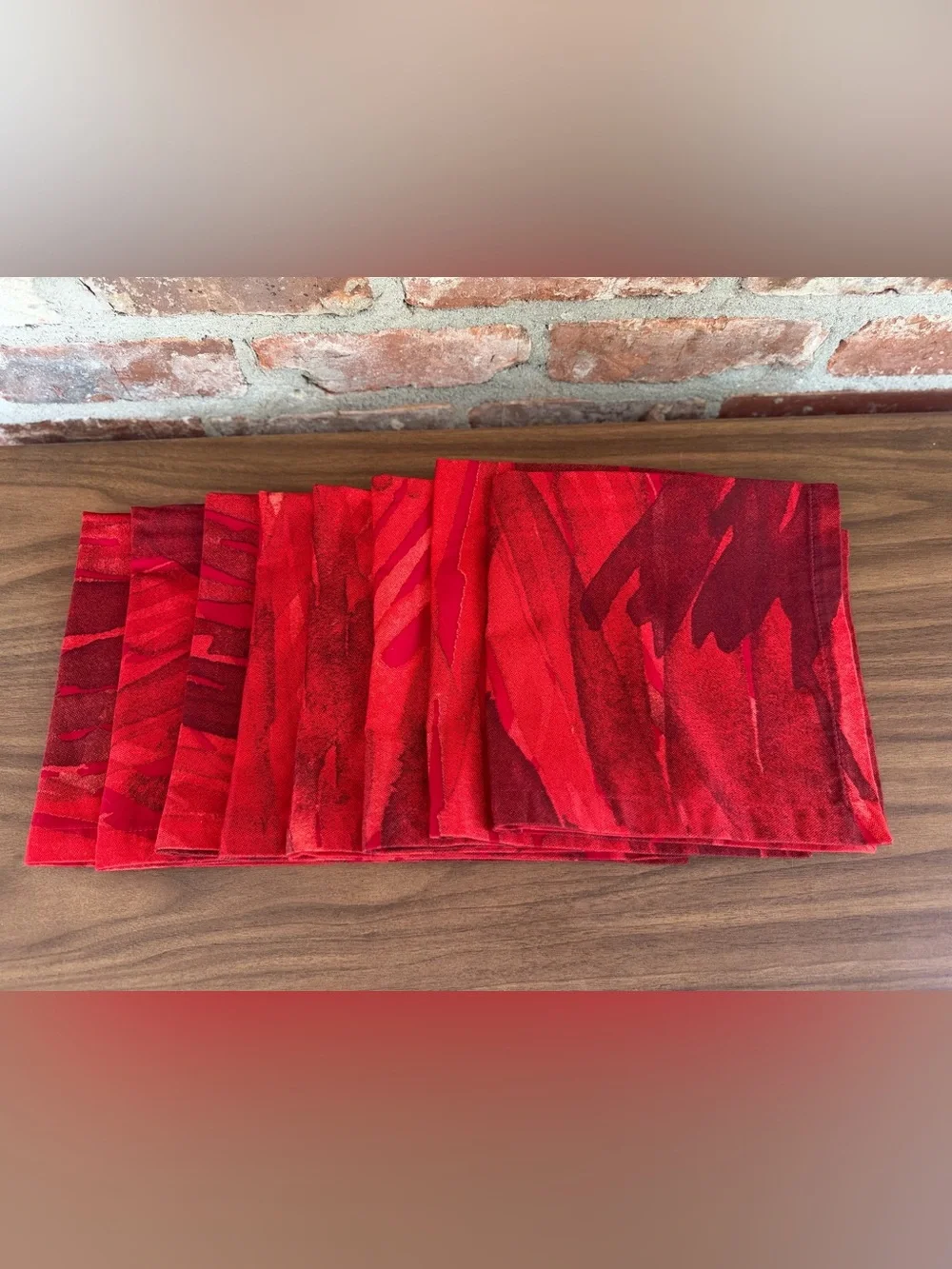 Crate & Barrel Marimekko Ulappa Red Cotton Napkins Set of 8